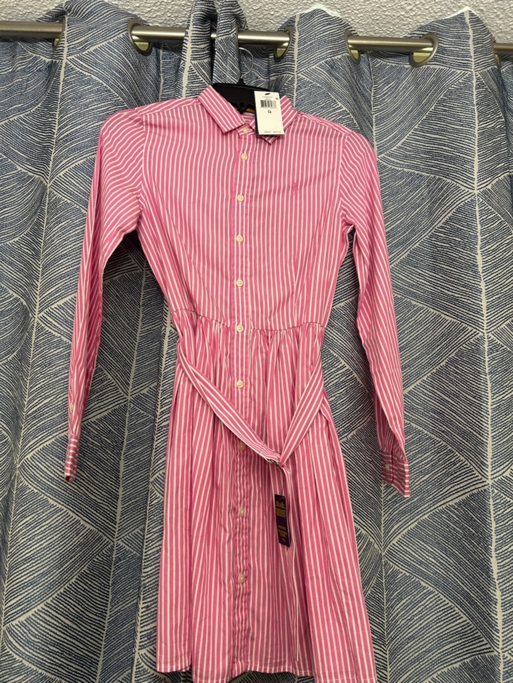 Ralph Lauren Pink & White Striped Button-Front Dress